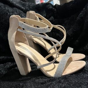 Will DIVA Lounge Nude and Silver Block Heels
